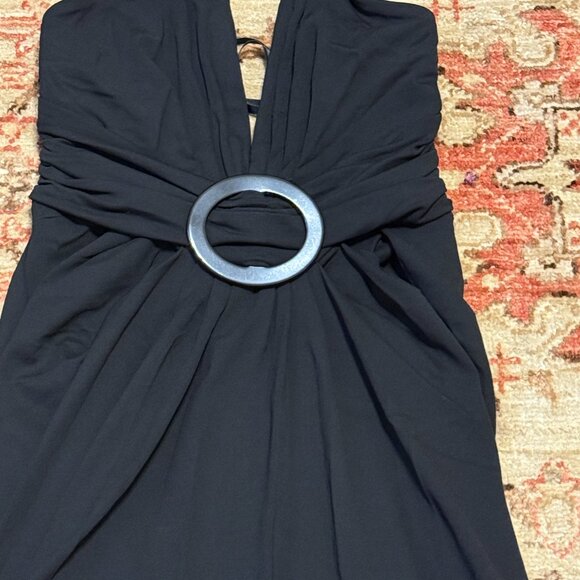 Michael Kors Black Halter Plunging neck Cocktail Dress  Fall 2008 Italy Sz 6 NWT - Picture 6 of 16